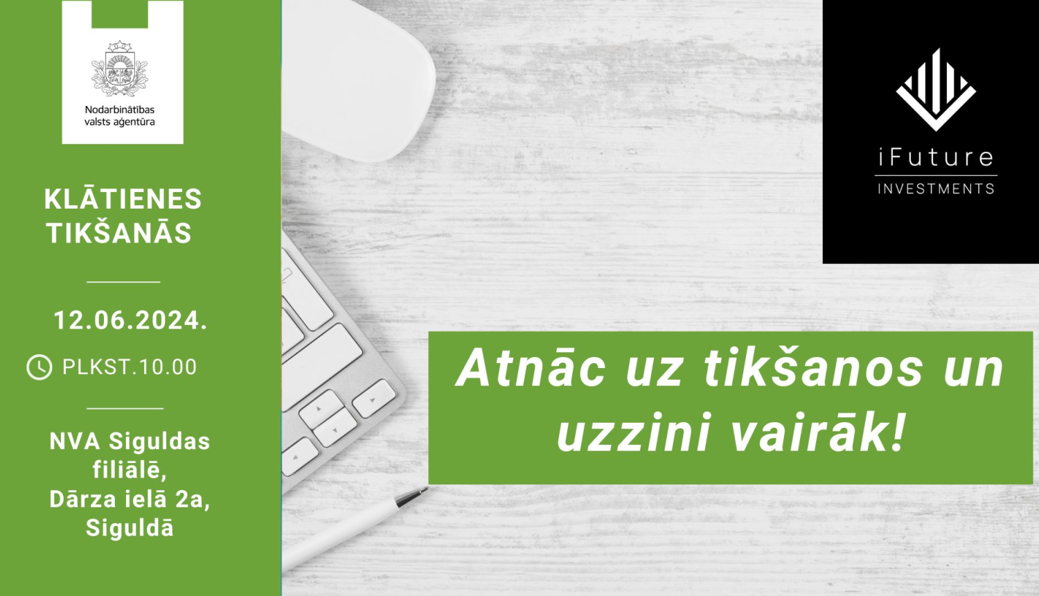 Attēls ir sadalīts divās daļās. Pirmajā daļā NVA logo un teksts. Otrajā daļā teksts, ilustratīvs attēls. Apraksts zem attēla.
