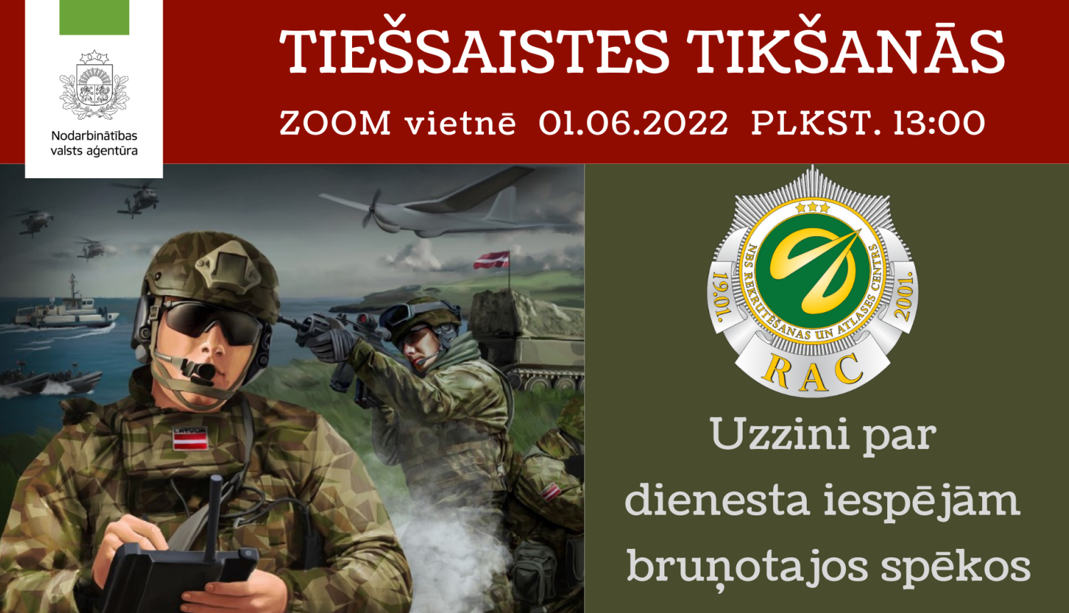 Tiešsaistes tikšanās par dienesta un karjeras iespējām Nacionālajos bruņotajos spēkos