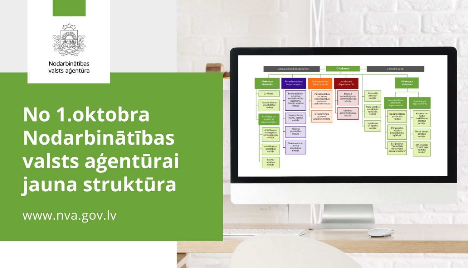 NVA logo, teksts, foto: dators ar NVA struktūru