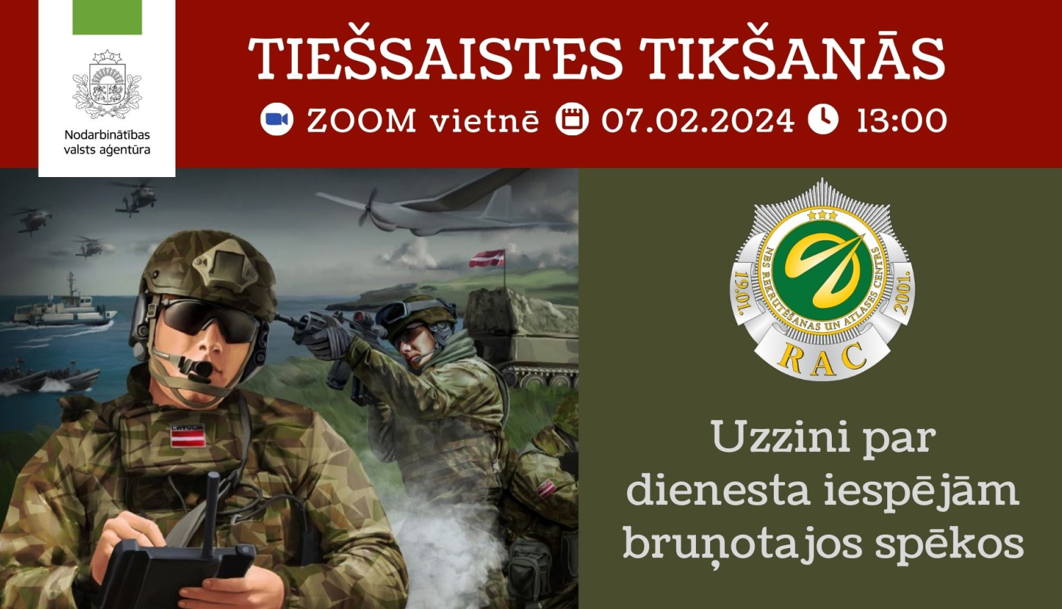 Tiešsaistes tikšanās par dienesta iespējām Nacionālajos bruņotajos