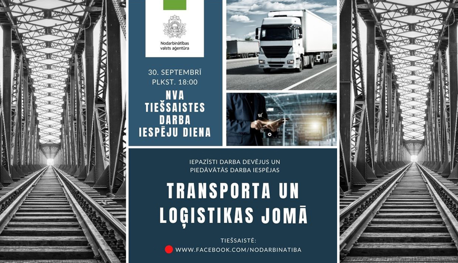 Dzelzceļa tilts, sliedes, kravas automobilis, cilvēks darba procesā, NVA logo