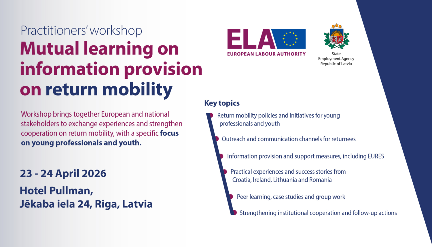 Lapa attēlo informāciju par semināru angļu valodā