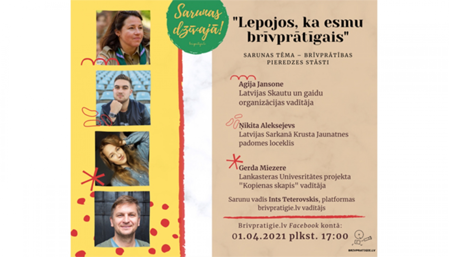 Sarunas dzīvajā! brivpratigie.lv pasākuma plakāts