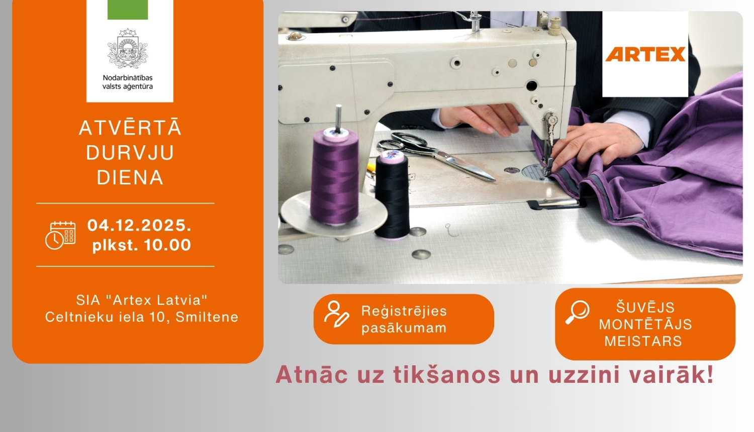 Informācija darba meklētājiem par atvērto durvju dienu Smiltenē