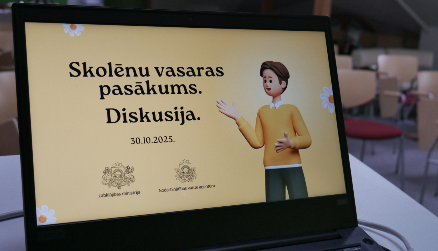 Afiša par Skolēnu vasaras pasākumu un diskusiju