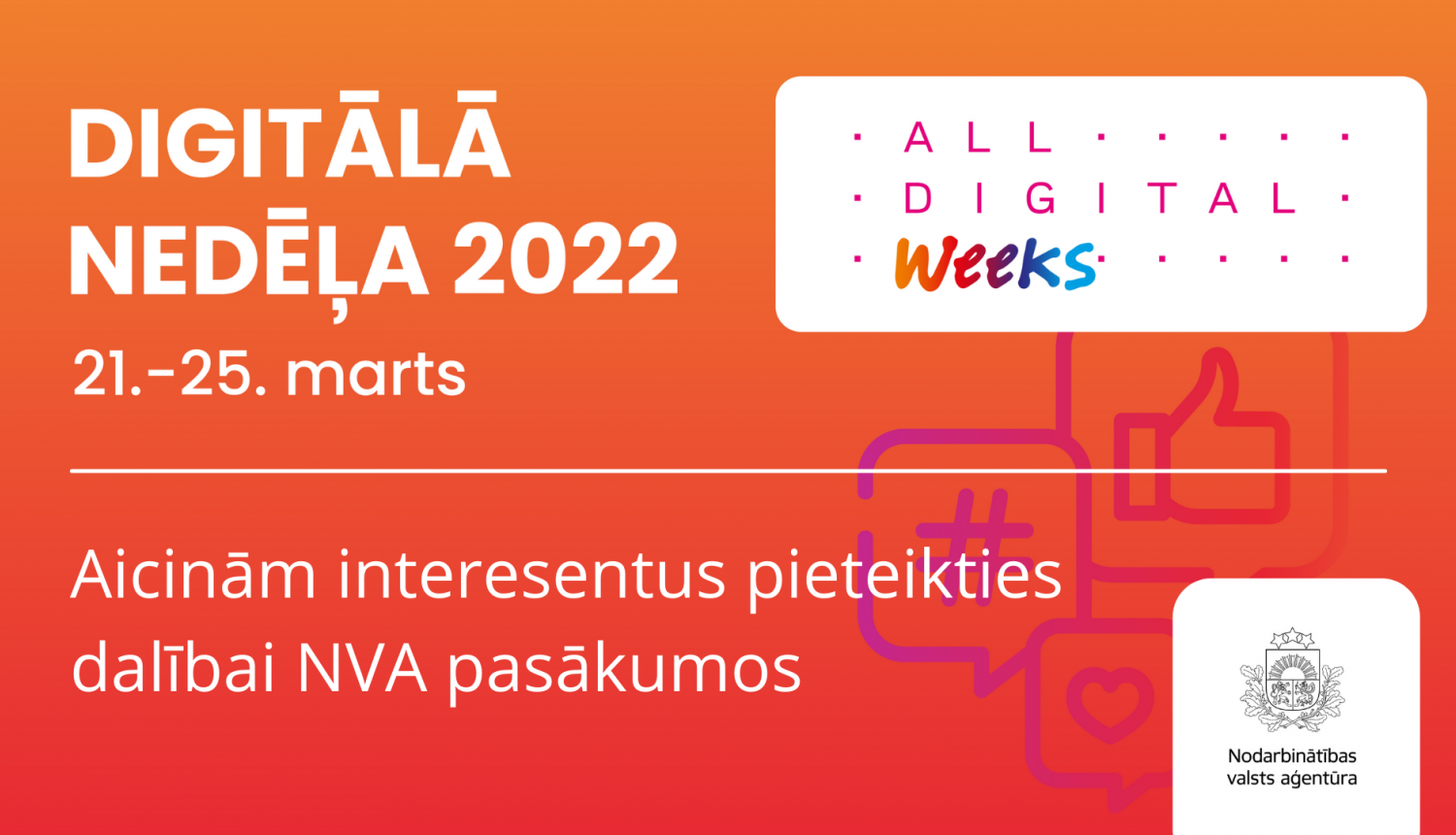 NVA logo, All Digital Weeks logo, tekstuāls saturs