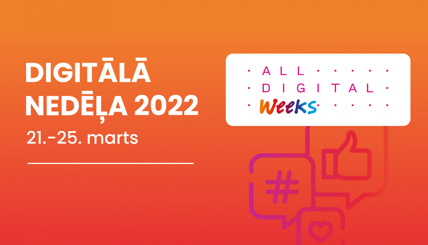 NVA logo, All Digital Weeks logo, tekstuāls saturs