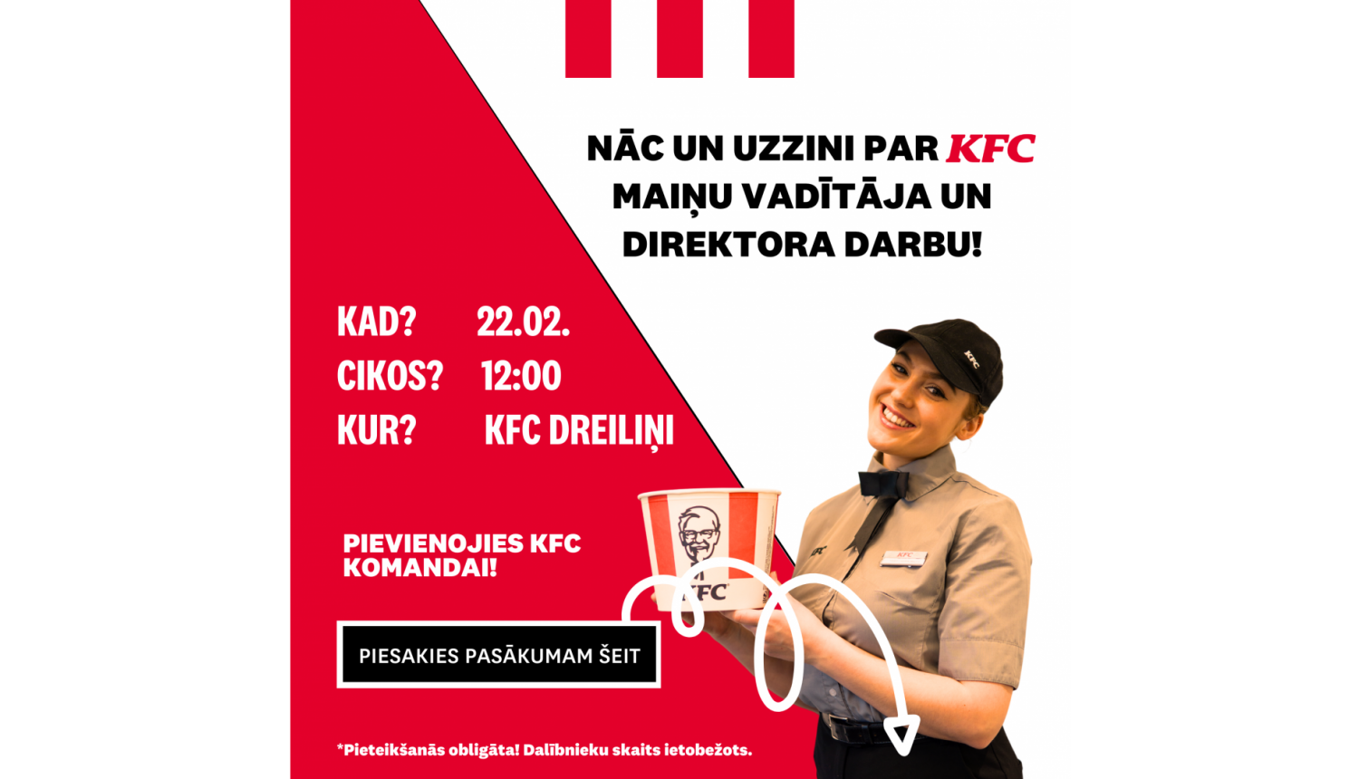 KLĀTIENES tikšanās RĪGĀ "Nāc, uzzini un pievienojies KFC!"