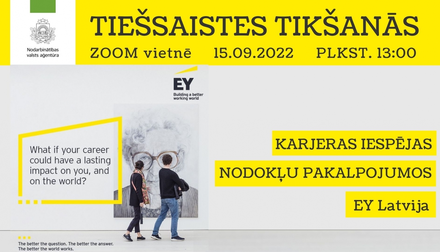 NVA logo, EY Latvia logo, tekstuāls saturs 