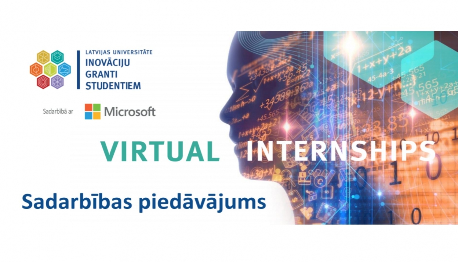 Ilustrācija: mākslīgais intelekts, logo Latvijas Universitātes Inovāciju centrs LUMIC un Microsoft 